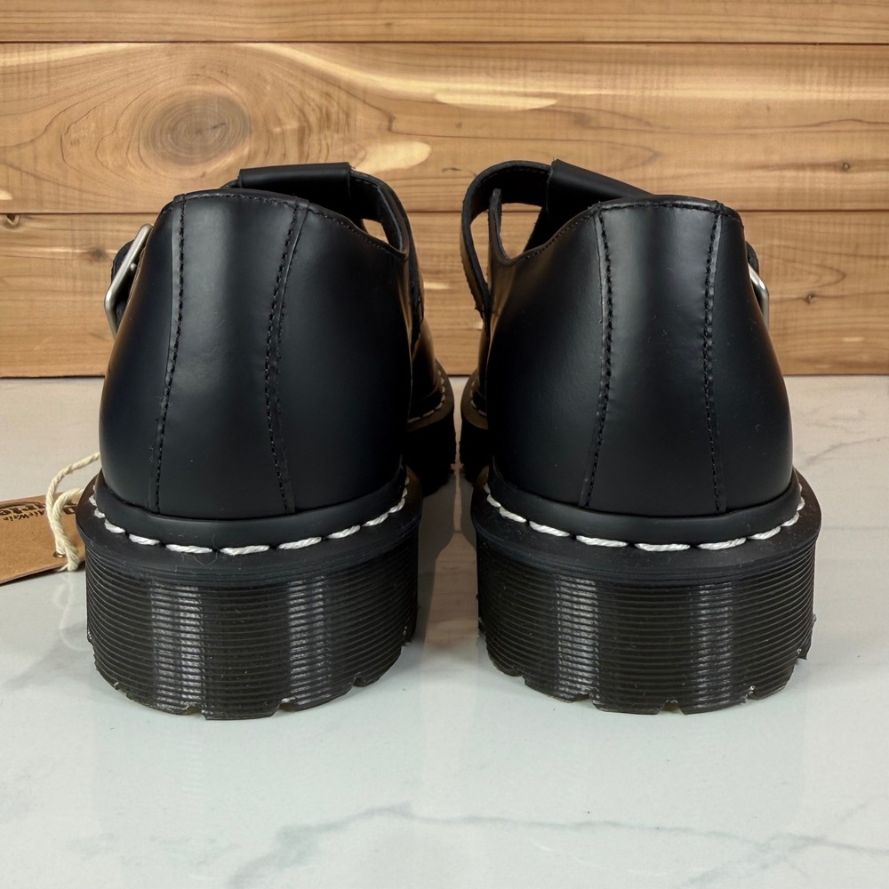 Dr. Martens Polley Bex Black Leather Mary Jane White Stitch Shoes US 11L 10M - Picture 5 of 16